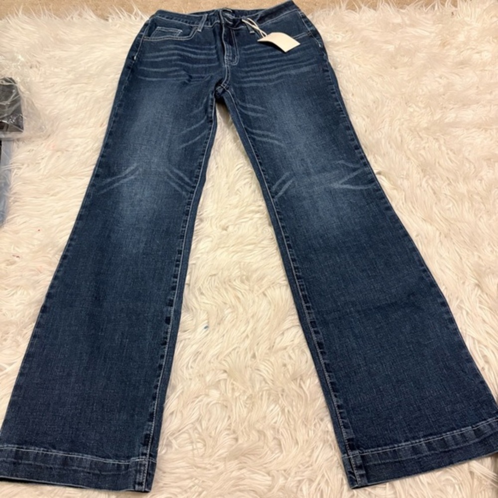 Flamingals stretchy flared leg denim jeans women size M CC13-31